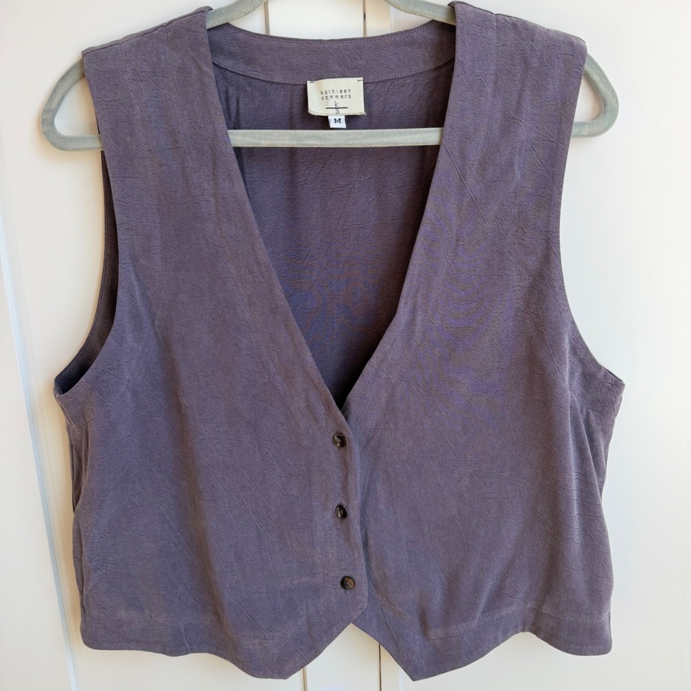90s Button Front Vest Women's M Purple Soft Minimalist Cottagecore